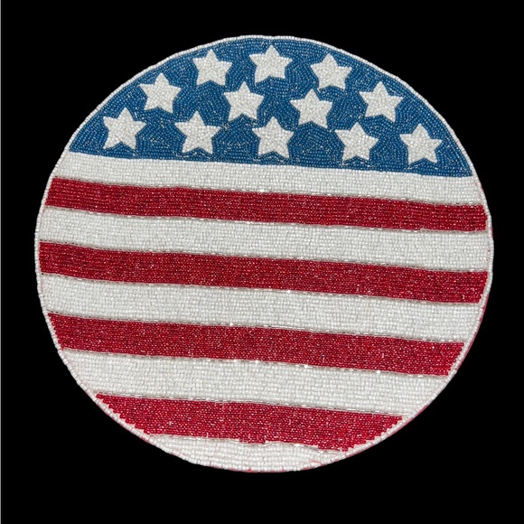 Williamstown American Flag 4th of July Patriotic Beaded Placemats Charger - Picture 1 of 1